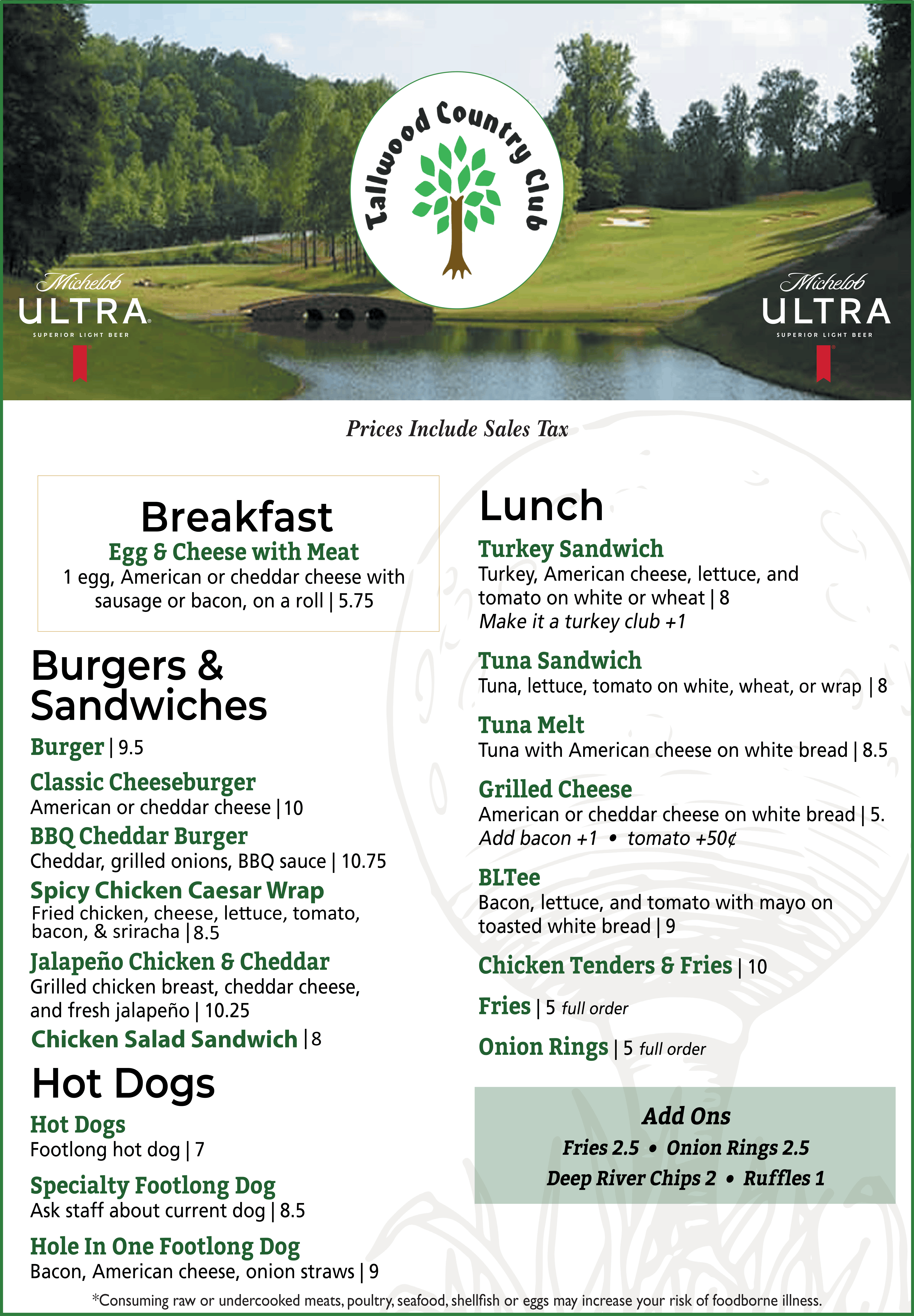 Tallwood - Menu